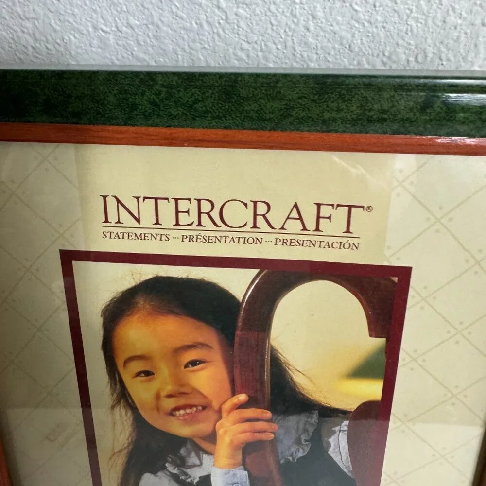 VIntage  Wooden Green Picture Frame 9.25